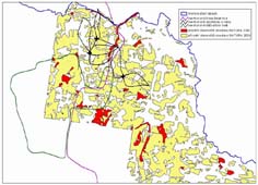 Detailn nhled na mapku ptach oblast v severn sti VVP Boletice, kde je plnovn lyaskch arel.